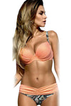 Sexy Pink Padded Gather Push-up Bikini Set