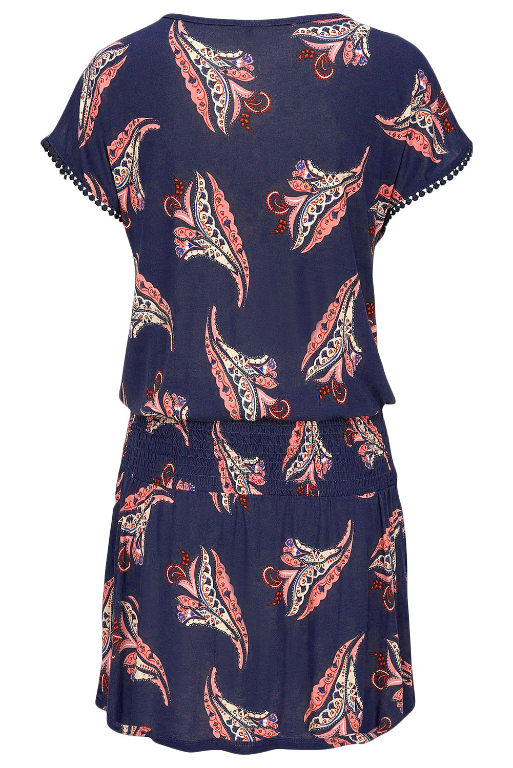 Blue Short Sleeve Paisley Print Dress