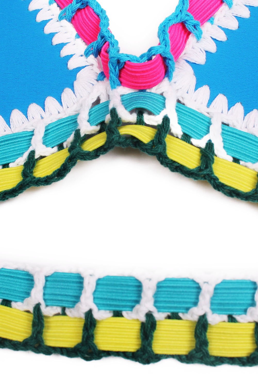 Light Blue Handmade Crotchet Neoprene Latex Bathing Suit