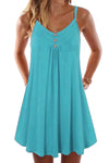 Green Spaghetti Strap Buttoned Shift Dress