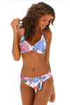 White Floral Print Halterneck 2 Piece Bikini Set