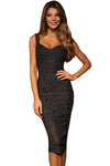 Black Sleeveless Glitter Midi Dress
